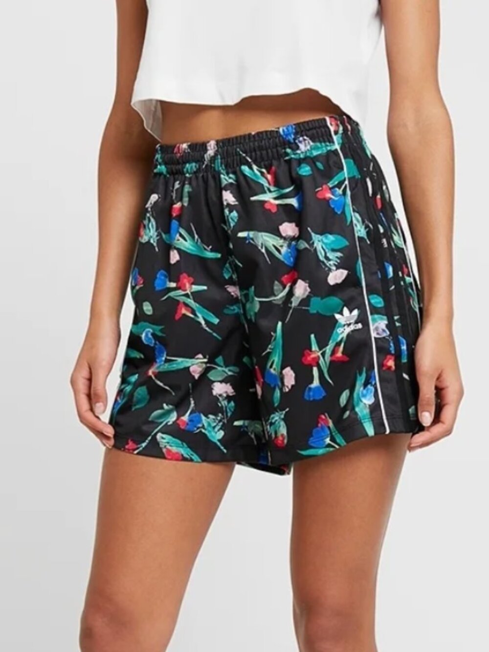 Adidas Originals Floral Print Track Shorts - Size Small